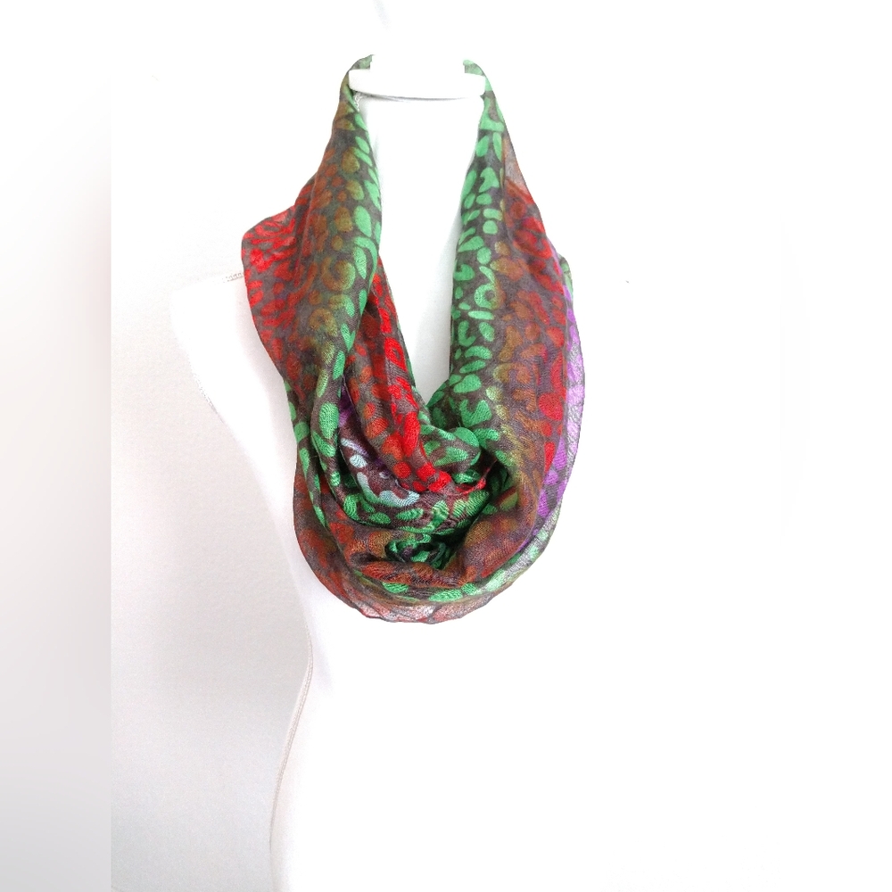 Multicolored Rainbow Abstract Animal Print Infinity Scarf Circle Loop Berytos - Picture 4 of 4